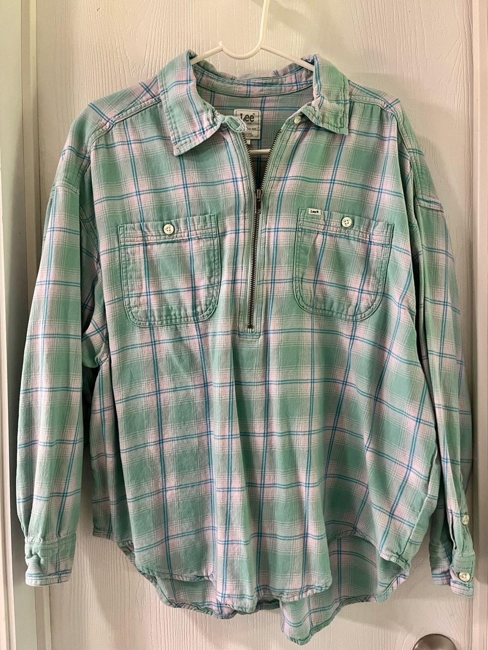 Flannel shirt with half zip